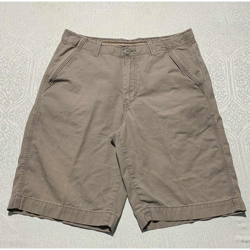Lucky Brand Mens Khaki Chino Shorts Size 32 Cotton Flat Front Casual‎ Tan Brown